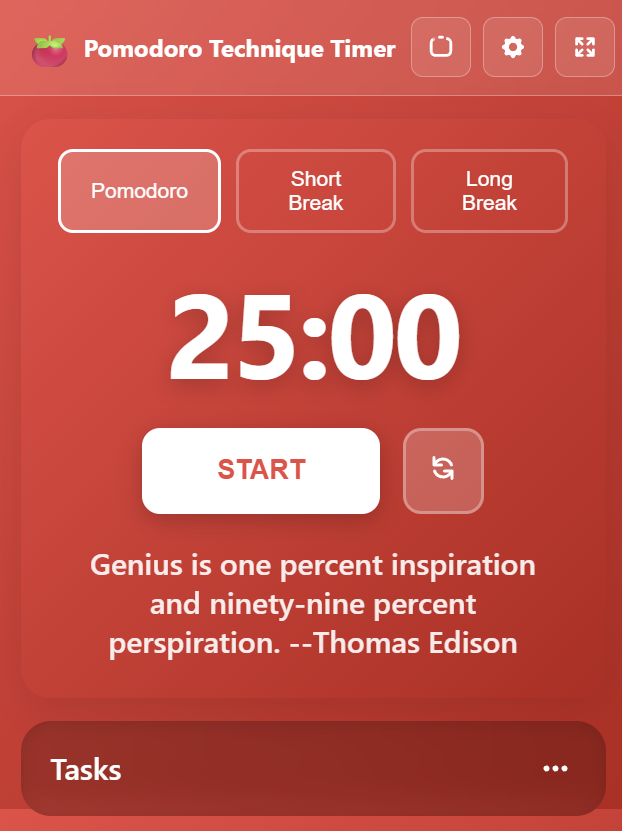 Pomodoro Timer Extension Interface